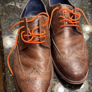 Cole Haan Brown Leather Oxfords with Orange Laces